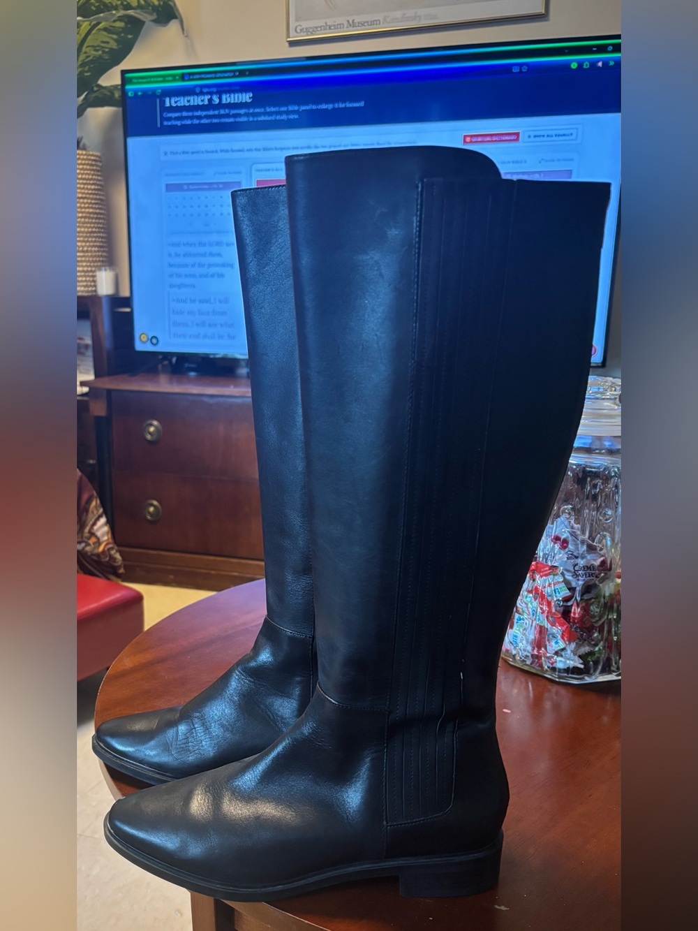 Calvin Klein Black Leather Over-the-Knee Boots